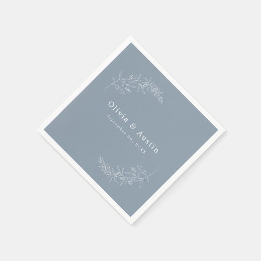 Moderne Minimalistische Boho Dusty Blue Wedding Serviette (Ecke)