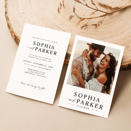 Moderne Minimalistische Boho Foto Wedding Einladung