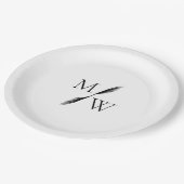 Moderne Minimalistische Boho Monogram Wedding Pappteller (Schrägansicht)