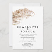 Moderne Minimalistische Boho Pampas Grass Palm Wed Einladung (Vorderseite)