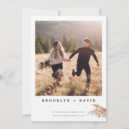 Moderne Minimalistische Boho Pampas Grass Wedding Einladung (Rückseite)