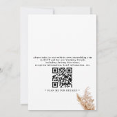 Moderne minimalistische Boho Pampas QR-Code-Hochze Einladung (Rückseite)