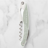 Moderne Minimalistische Boho Sage Green Gastgesche Kellnermesser (Vorderseite)