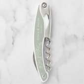 Moderne Minimalistische Boho Sage Green Gastgesche Kellnermesser (Rückseite)