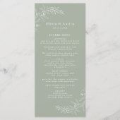 Moderne Minimalistische Boho Sage Green Wedding Menükarte (Vorderseite)
