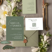 Moderne Minimalistische Boho-Salbei-Hochzeit RSVP Karte