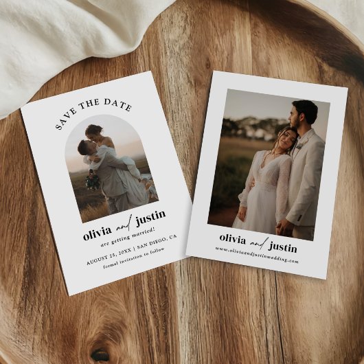 Moderne Minimalistische Boho Save the Date Fotokar Einladung