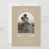 Moderne Minimalistische Boho Save the Date Fotokar Einladung (Vorderseite)