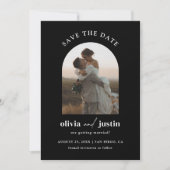 Moderne Minimalistische Boho Save the Date Fotokar Einladung (Vorderseite)