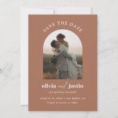 Moderne Minimalistische Boho Save the Date Fotokar Einladung (Vorderseite)