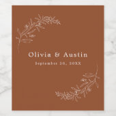 Moderne Minimalistische Boho Terracotta-Gastgesche Weinetikett (Einzelnes Label)