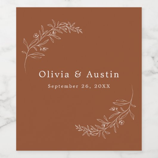 Moderne Minimalistische Boho Terracotta-Gastgesche Weinetikett (Einzelnes Label)