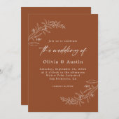 Moderne Minimalistische Boho Terracotta QR-Hochzei Einladung (Vorne/Hinten)