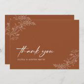 Moderne Minimalistische Boho Terracotta Wedding Dankeskarte (Vorne/Hinten)