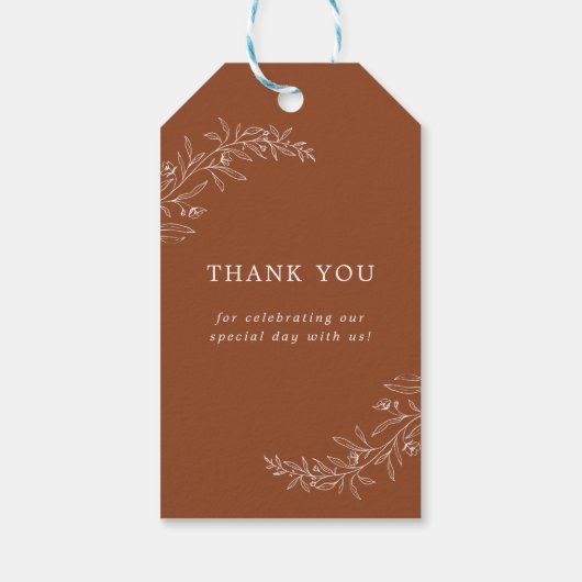 Moderne Minimalistische Boho Terracotta Wedding Geschenkanhänger (Rückseite)