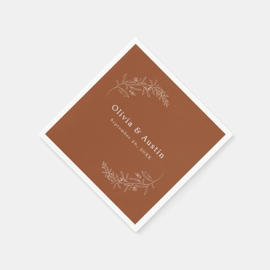 Moderne Minimalistische Boho Terracotta Wedding Serviette (Ecke)