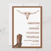 Moderne Minimalistische Boho Western Cowboy Weddin Einladung (Vorderseite)