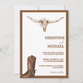 Moderne Minimalistische Boho Western Cowboy Weddin Einladung (Vorderseite)