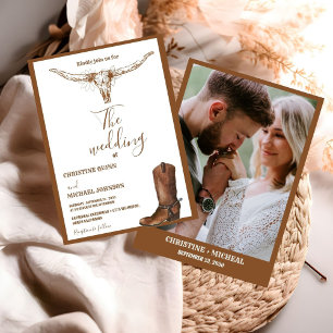 Moderne Minimalistische Boho Western Cowboy Weddin Einladung