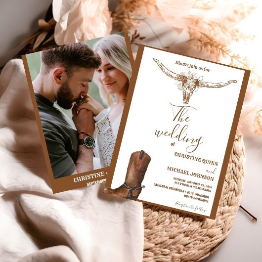 Moderne Minimalistische Boho Western Cowboy Weddin Einladung