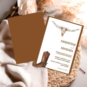 Moderne Minimalistische Boho Western Cowboy Weddin Einladung