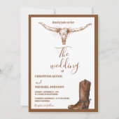 Moderne Minimalistische Boho Western Cowboy Weddin Einladung (Vorderseite)