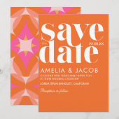 Moderne minimalistische Bold Spaß Bright Orange We Save The Date (Vorne/Hinten)