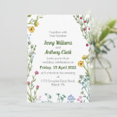 Moderne Minimalistische Botanische Blumenhochzeit Einladung (Stehend Vorderseite)