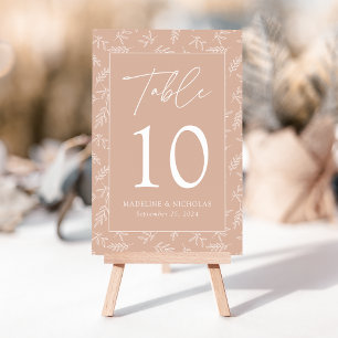 Moderne Minimalistische Botanische Blütenhochzeit Tischnummer