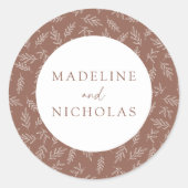 Moderne Minimalistische Botanische Braune Clay-Hoc Runder Aufkleber (Vorderseite)