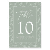 Moderne Minimalistische Botanische Feier Grüne Hoc Tischnummer (Rückseite)