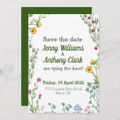 Moderne Minimalistische botanische Flora Einladung (Vorne/Hinten)