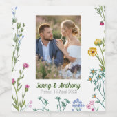 Moderne Minimalistische botanische Flora Weinetikett (Einzelnes Label)