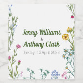 Moderne Minimalistische botanische Flora Weinetikett (Einzelnes Label)