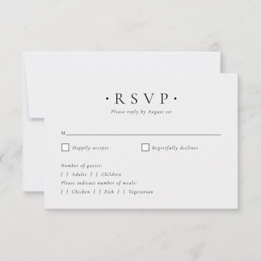 Moderne Minimalistische botanische Hochzeit RSVP Karte (Vorderseite)