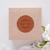 Moderne Minimalistische Botanische Hochzeit Runder Aufkleber