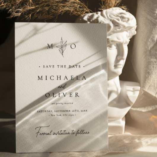 Moderne Minimalistische botanische Hochzeit Save The Date