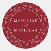 Moderne Minimalistische botanische Kinderhochzeit Runder Aufkleber (Vorderseite)