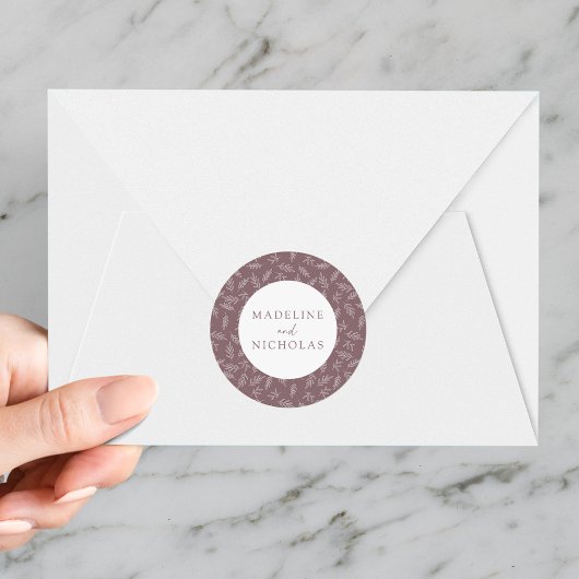 Moderne Minimalistische Botanische Mauve Lila Hoch Runder Aufkleber