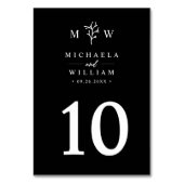 Moderne Minimalistische Botanische Monogramm-Hochz Tischnummer (Rückseite)