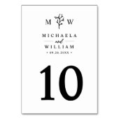 Moderne Minimalistische Botanische Monogramm-Hochz Tischnummer (Rückseite)