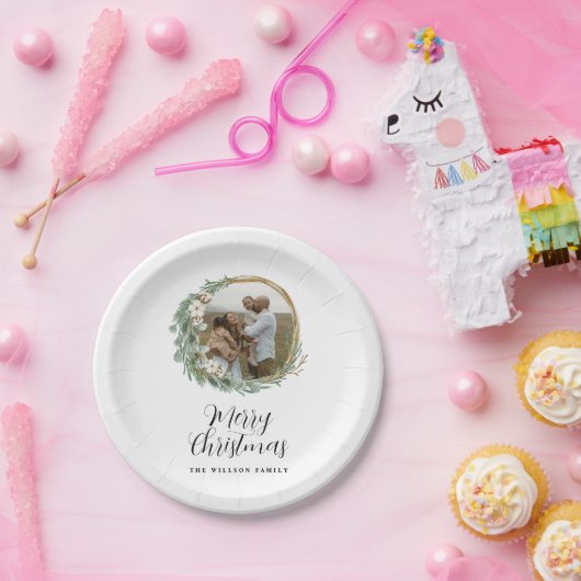 Moderne Minimalistische botanische Weihnachten Pappteller (Party)