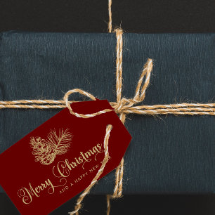 Moderne Minimalistische botanische Weihnachtsschri Geschenkanhänger