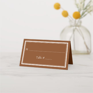 Moderne Minimalistische Braun-Hochzeit Platzkarte