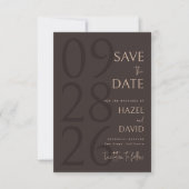 Moderne Minimalistische Braune Hochzeit Save The Date (Vorderseite)