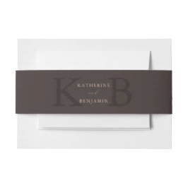 Moderne minimalistische braune Monogramm-Hochzeit Einladungsbanderole