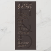 Moderne Minimalistische Braune Monogramm-Hochzeit Programm (Rückseite)