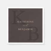 Moderne Minimalistische Braune Monogramm-Hochzeit Serviette (Vorderseite)