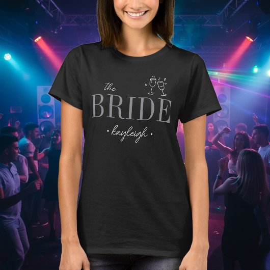 Moderne Minimalistische Braut Script Junggesellinn T-Shirt