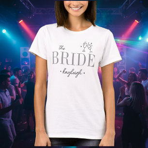 Moderne Minimalistische Braut Script Junggesellinn T-Shirt
